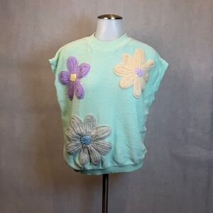 Cottagecore Pastel Floral Knit Sweater Vest